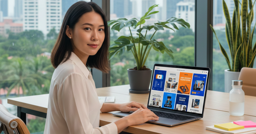 Thrivemediasg creative-led growth strategy session with Singapore marketing professional testing multiple ad creatives for campaign optimization