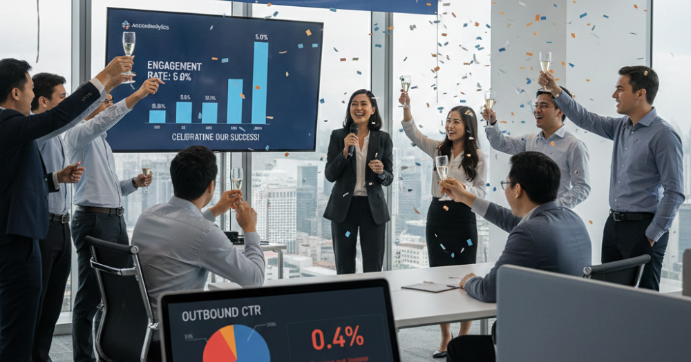 Case Study Snippet: A Singapore-based B2B SaaS firm was celebrating a 5.0% engagement rate on their ads. However, their actual Outbound CTR was only 0.4%, leading to a high Max Profitable CAC